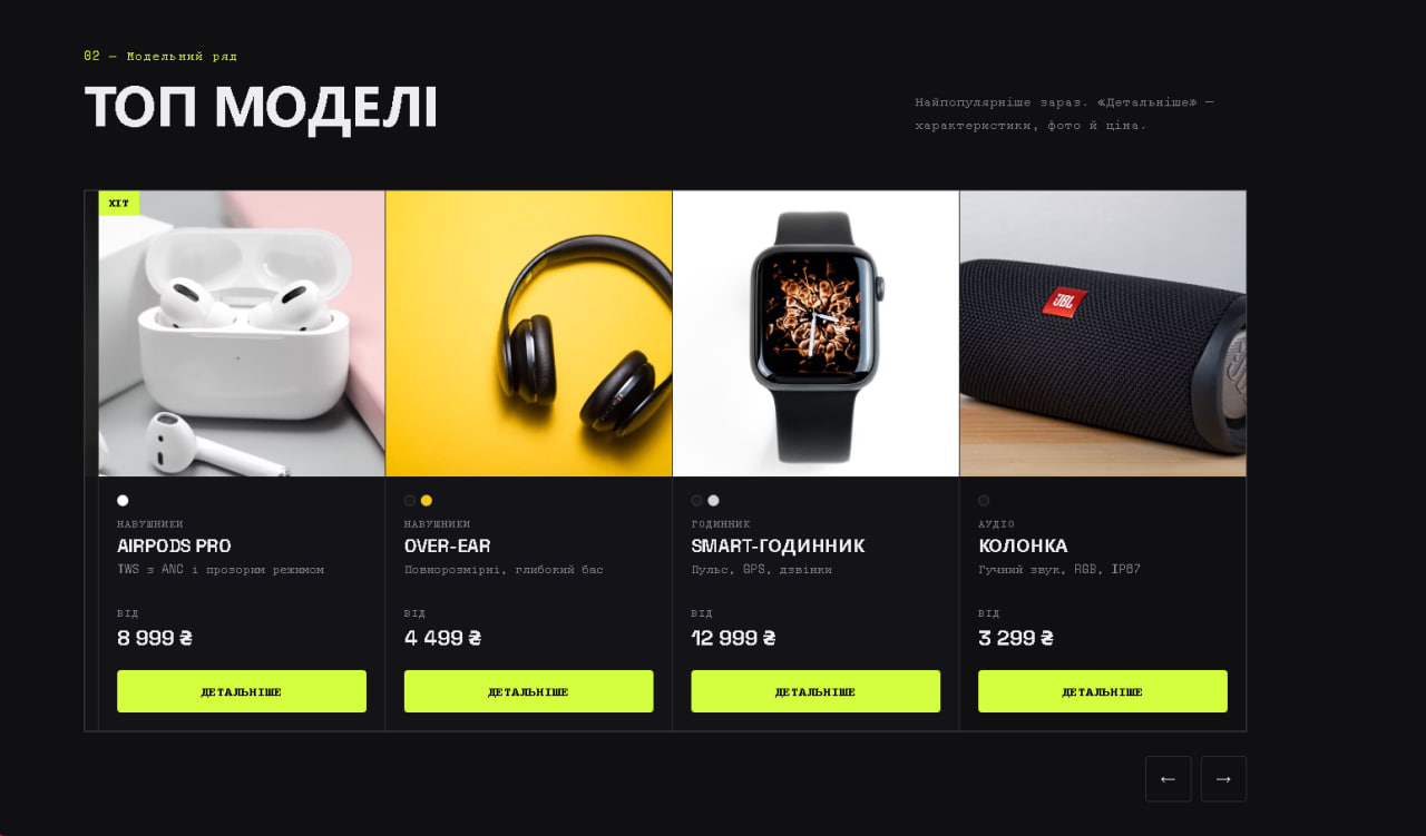 Лендінг магазину електроніки
